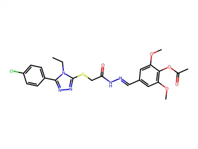 (Z)-4-((2-(2-((5-(4-chlorophenyl)-4-ethyl-4H-1,2,4-triazol-3-yl)thio)acetyl)hydrazono)methyl)-2,6-dimethoxyphenyl acetate structure