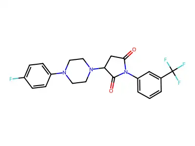 3-[4-(4-fluorophenyl)piperazin-1-yl]-1-[3-(trifluoromethyl)phenyl]pyrrolidine-2,5-dione structure
