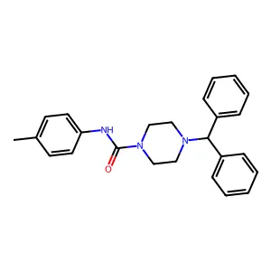 4-(diphenylmethyl)-N-(4-methylphenyl)piperazine-1-carboxamide structure