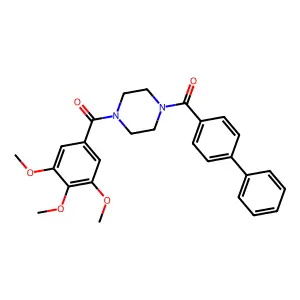 1-([1,1'-Biphenyl]-4-ylcarbonyl)-4-(3,4,5-trimethoxybenzoyl)piperazine structure