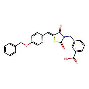 3-({(5E)-5-[4-(benzyloxy)benzylidene]-2,4-dioxo-1,3-thiazolidin-3-yl}methyl)benzoic acid structure