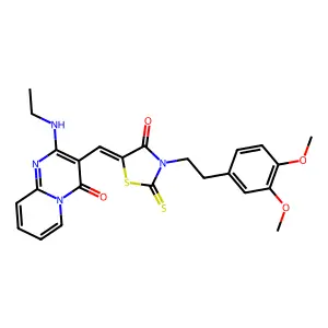 3-((Z)-{3-[2-(3,4-DIMETHOXYPHENYL)ETHYL]-4-OXO-2-THIOXO-1,3-THIAZOLIDIN-5-YLIDENE}METHYL)-2-(ETHYLAMINO)-4H-PYRIDO[1,2-A]PYRIMIDIN-4-ONE structure