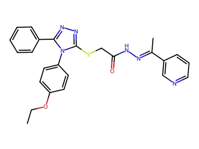2-[[4-(4-ethoxyphenyl)-5-phenyl-1,2,4-triazol-3-yl]sulfanyl]-N-[(Z)-1-pyridin-3-ylethylideneamino]acetamide structure