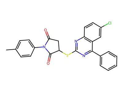 3-[(6-chloro-4-phenylquinazolin-2-yl)sulfanyl]-1-(4-methylphenyl)pyrrolidine-2,5-dione structure