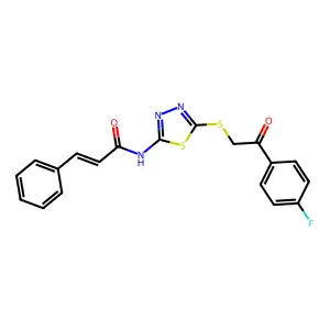 (2E)-N-(5-{[2-(4-fluorophenyl)-2-oxoethyl]sulfanyl}-1,3,4-thiadiazol-2-yl)-3-phenylprop-2-enamide structure