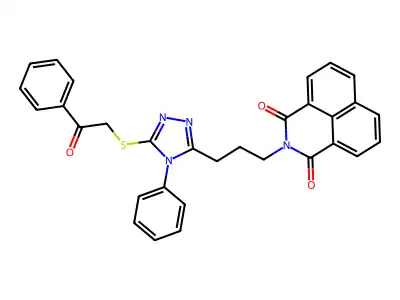 3-(3-{5-[(2-oxo-2-phenylethyl)sulfanyl]-4-phenyl-4H-1,2,4-triazol-3-yl}propyl)-3-azatricyclo[7.3.1.0^{5,13}]trideca-1(12),5,7,9(13),10-pentaene-2,4-dione structure
