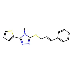 3-(cinnamylthio)-4-methyl-5-(thiophen-2-yl)-4H-1,2,4-triazole structure