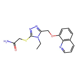 2-((4-ethyl-5-((quinolin-8-yloxy)methyl)-4H-1,2,4-triazol-3-yl)thio)acetamide structure