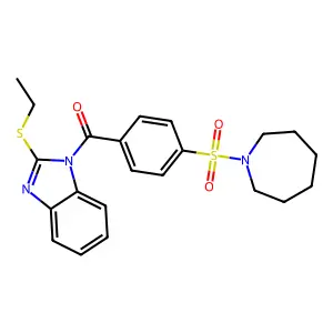 1-[4-(1-azepanylsulfonyl)benzoyl]-2-(ethylthio)-1H-benzimidazole structure