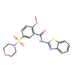 N-1,3-benzothiazol-2-yl-2-methoxy-5-(4-morpholinylsulfonyl)benzamide structure