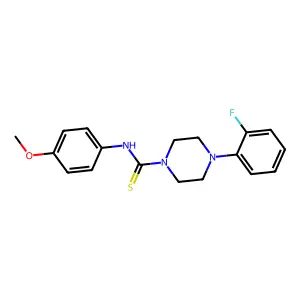 4-(2-fluorophenyl)-N-(4-methoxyphenyl)piperazine-1-carbothioamide structure