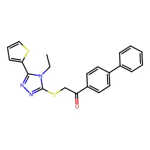 1-biphenyl-4-yl-2-{[4-ethyl-5-(2-thienyl)-4H-1,2,4-triazol-3-yl]thio}ethanone structure