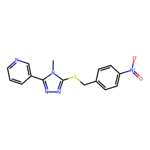 3-(4-methyl-5-((4-nitrobenzyl)thio)-4H-1,2,4-triazol-3-yl)pyridine structure
