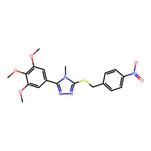 4-methyl-3-((4-nitrobenzyl)thio)-5-(3,4,5-trimethoxyphenyl)-4H-1,2,4-triazole structure