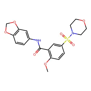 N-(1,3-benzodioxol-5-yl)-2-methoxy-5-morpholin-4-ylsulfonylbenzamide structure