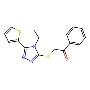 2-[(4-Ethyl-5-thiophen-2-yl-1,2,4-triazol-3-yl)sulfanyl]-1-phenylethanone structure