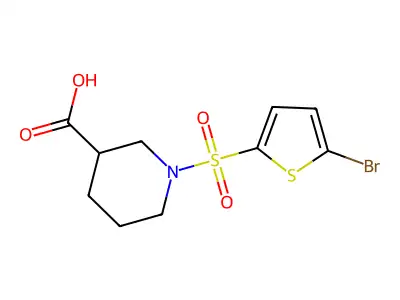 1-((5-Bromo-2-thienyl)sulfonyl)-3-piperidinecarboxylic acid structure