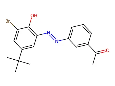 1-{3-[(E)-(3-bromo-5-tert-butyl-2-hydroxyphenyl)diazenyl]phenyl}ethanone structure