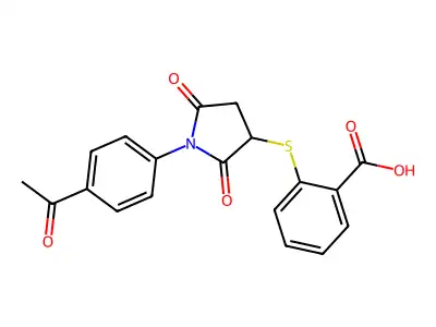 2-((1-(4-Acetylphenyl)-2,5-dioxopyrrolidin-3-yl)thio)benzoic acid structure