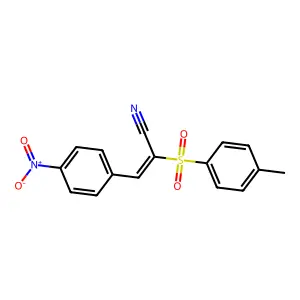 (E)-2-(4-methylphenyl)sulfonyl-3-(4-nitrophenyl)prop-2-enenitrile structure