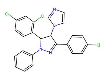 3-(4-chlorophenyl)-5-(2,4-dichlorophenyl)-4-(1H-imidazol-1-yl)-1-phenyl-4,5-dihydro-1H-pyrazole structure