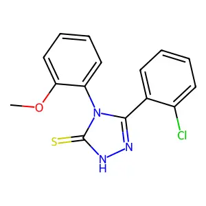3-(2-chlorophenyl)-4-(2-methoxyphenyl)-1H-1,2,4-triazole-5-thione structure