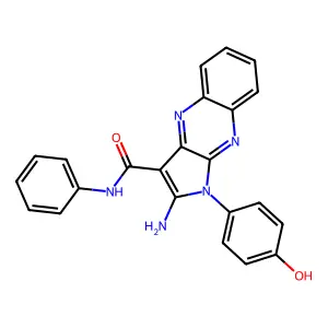 2-amino-1-(4-hydroxyphenyl)-N-phenylpyrrolo[3,2-b]quinoxaline-3-carboxamide structure