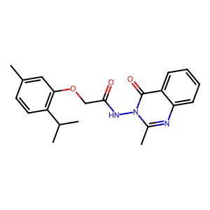 N-(2-methyl-4-oxoquinazolin-3-yl)-2-(5-methyl-2-propan-2-ylphenoxy)acetamide structure