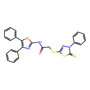 N-(4,5-diphenyl-1,3-oxazol-2-yl)-2-[(4-phenyl-5-thioxo-4,5-dihydro-1,3,4-thiadiazol-2-yl)sulfanyl]acetamide structure