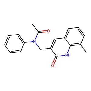 N-[(8-methyl-2-oxo-1H-quinolin-3-yl)methyl]-N-phenylacetamide structure