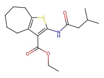 ethyl 2-(3-methylbutanamido)-5,6,7,8-tetrahydro-4H-cyclohepta[b]thiophene-3-carboxylate structure