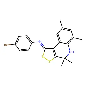 4-bromo-N-[(1Z)-4,4,6,8-tetramethyl-4,5-dihydro-1H-[1,2]dithiolo[3,4-c]quinolin-1-ylidene]aniline structure