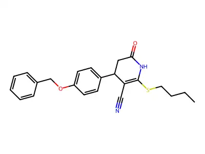 6-butylsulfanyl-2-oxo-4-(4-phenylmethoxyphenyl)-3,4-dihydro-1H-pyridine-5-carbonitrile structure