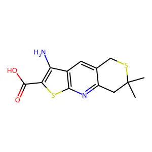 3-amino-7,7-dimethyl-7,8-dihydro-5H-thieno[2,3-b]thiopyrano[3,4-e]pyridine-2-carboxylic acid structure