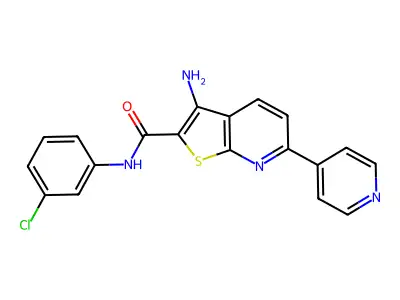 3-amino-N-(3-chlorophenyl)-6-(4-pyridinyl)thieno[2,3-b]pyridine-2-carboxamide structure