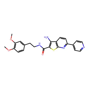 3-amino-N-[2-(3,4-dimethoxyphenyl)ethyl]-6-(pyridin-4-yl)thieno[2,3-b]pyridine-2-carboxamide structure