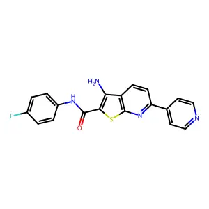 3-amino-N-(4-fluorophenyl)-6-(pyridin-4-yl)thieno[2,3-b]pyridine-2-carboxamide structure