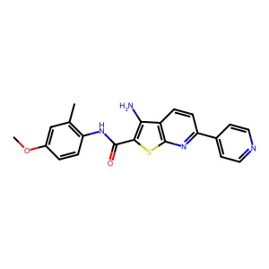 3-amino-N-(4-methoxy-2-methylphenyl)-6-(4-pyridinyl)thieno[2,3-b]pyridine-2-carboxamide structure