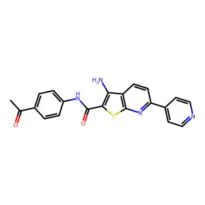 N-(4-acetylphenyl)-3-amino-6-(4-pyridinyl)thieno[2,3-b]pyridine-2-carboxamide structure