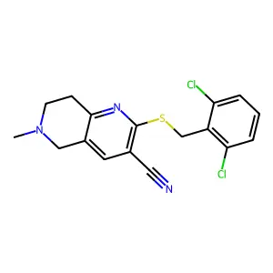 2-[(2,6-dichlorobenzyl)sulfanyl]-6-methyl-5,6,7,8-tetrahydro[1,6]naphthyridine-3-carbonitrile structure