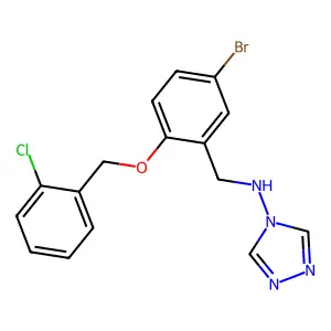 N-[[5-bromo-2-[(2-chlorophenyl)methoxy]phenyl]methyl]-1,2,4-triazol-4-amine structure