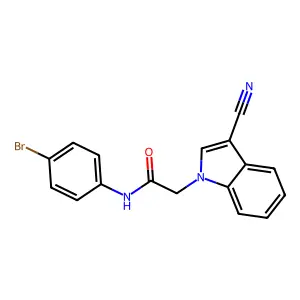 N-(4-bromophenyl)-2-(3-cyanoindol-1-yl)acetamide structure