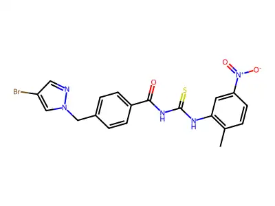 4-[(4-bromopyrazol-1-yl)methyl]-N-[(2-methyl-5-nitrophenyl)carbamothioyl]benzamide structure