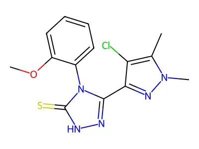 3-(4-chloro-1,5-dimethylpyrazol-3-yl)-4-(2-methoxyphenyl)-1H-1,2,4-triazole-5-thione structure