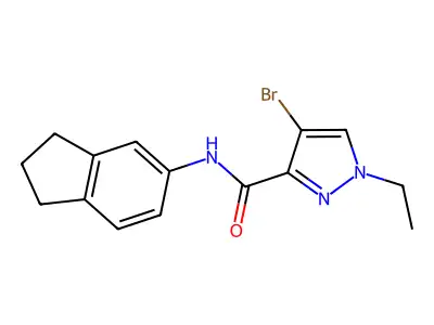 4-bromo-N-(2,3-dihydro-1H-inden-5-yl)-1-ethyl-1H-pyrazole-3-carboxamide structure