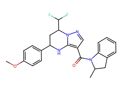 [7-(difluoromethyl)-5-(4-methoxyphenyl)-4,5,6,7-tetrahydropyrazolo[1,5-a]pyrimidin-3-yl](2-methyl-2,3-dihydro-1H-indol-1-yl)methanone structure