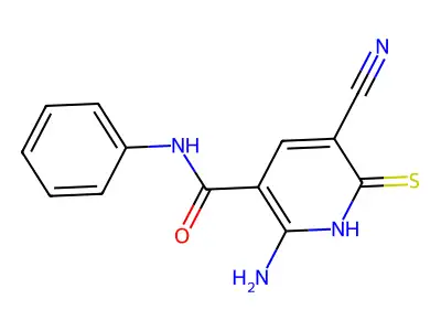 2-amino-5-cyano-N-phenyl-6-sulfanylpyridine-3-carboxamide structure