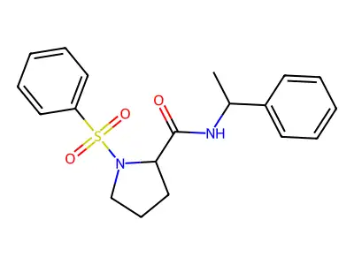 1-(benzenesulfonyl)-N-(1-phenylethyl)pyrrolidine-2-carboxamide structure