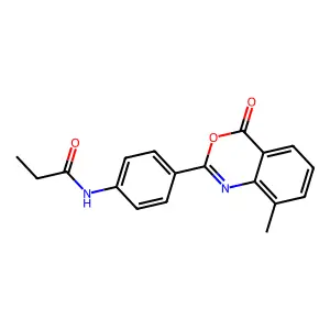 N-[4-(8-methyl-4-oxo-3,1-benzoxazin-2-yl)phenyl]propanamide structure