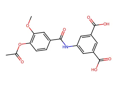 5-({[4-(Acetyloxy)-3-methoxyphenyl]carbonyl}amino)benzene-1,3-dicarboxylic acid structure